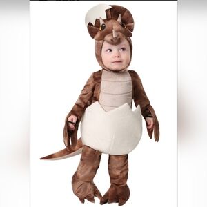 Baby Brown Triceratops Costume with Cream Egg - Unbranded